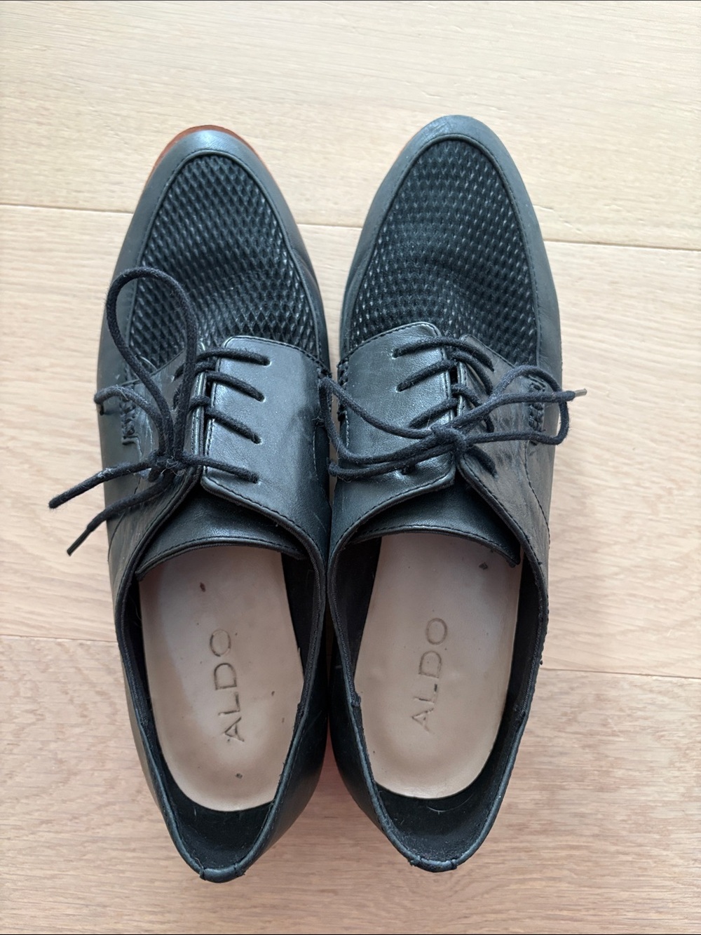 Aldo Black Lace-Up Oxfords with Textured Upper